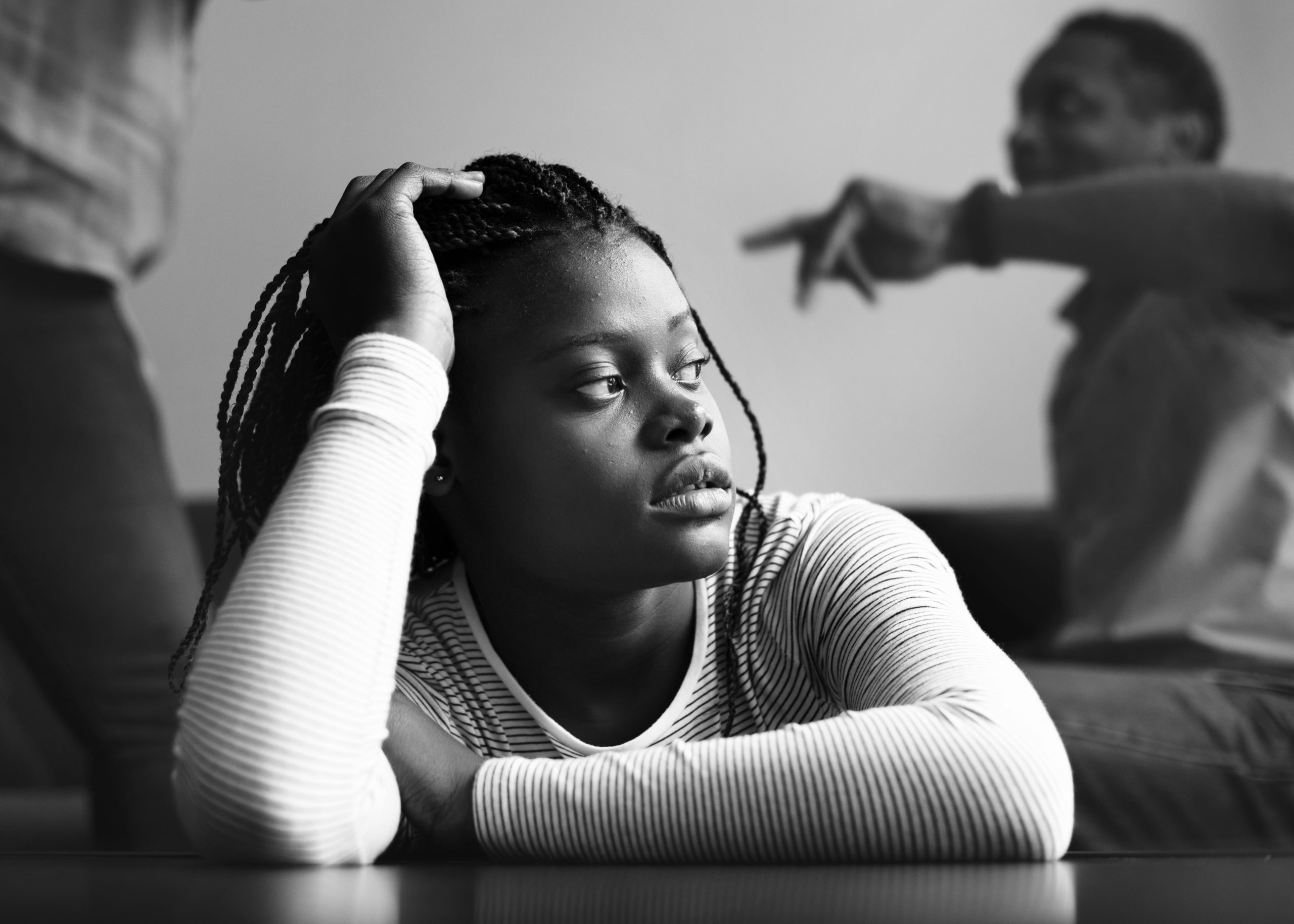 Young girl in an abusive home during covid-19 lockdown